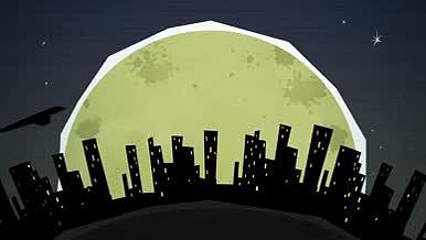 卡通城市的夜晚飞机划过夜空mg动画视频的预览图